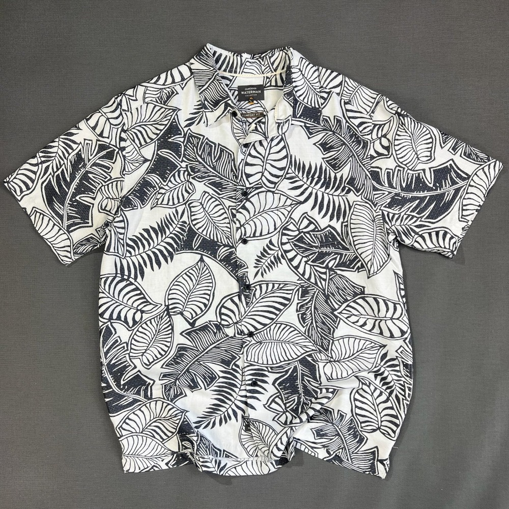 Quiksilver Waterman Mens Large Tropical Leaf Button Down Shirt AQMWT03193